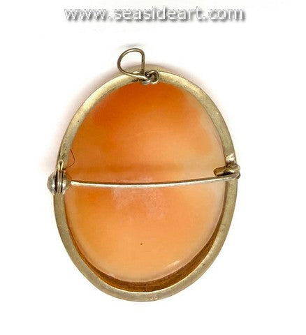 Vintage Lady's Shell Cameo Brooch/Pendant-800 Silver - Seaside Art