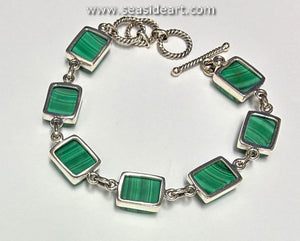 Sterling Silver Bracelet with Malachite