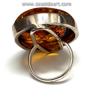 Large Sterling Silver Ring with Amber
