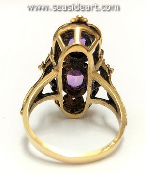 Synthetic Purple Sapphire & Natural Opal 10K Yellow Gold Ring