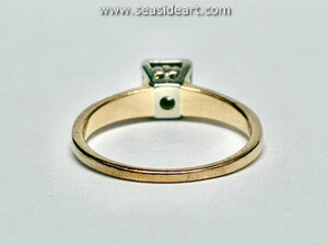 14K Two-tone Gold Solitaire Style Ring with Natural Diamond