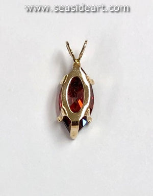 14K Yellow Gold Pendant w/Reddish Orange Marquise Cubic Zirconia