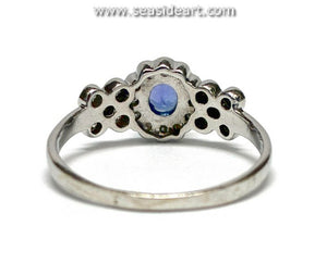 14K White Gold Natural Tanzanite & Natural Diamond Ring