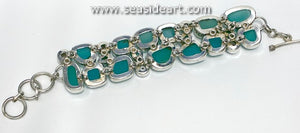 Sterling Silver Bracelet with Chalcedony, Blue Topaz & Pearls