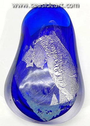 Cobalt Blue Vase with Silver Leaf