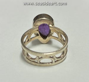 Sterling Silver Ring with Tear Drop Amethyst