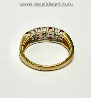 Natural Ruby and Natural Diamond-18K Yellow Gold Unisex Ring -10 1/2