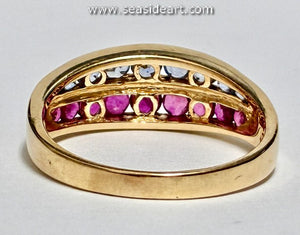14K Yellow Gold Natural Sapphire & Natural Ruby Ring-Size 9 1/4