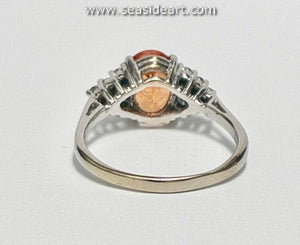 18K White Gold Ring with Natural Spessartite Garnet and Natural Diamond