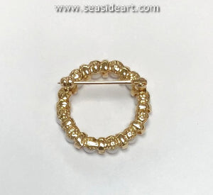 14K Yellow Gold Cultured Pearl Brooch