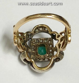 Natural Emeralds and Diamonds-14K Yellow Gold & Sterling Silver Ring