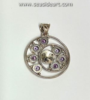Sterling Silver Pendant with Amethysts
