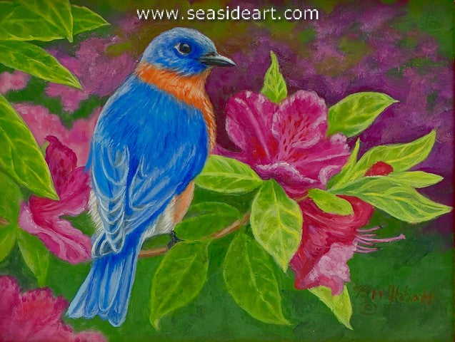 Bluebirds and Azaleas in Spring