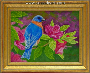 Bluebirds and Azaleas in Spring