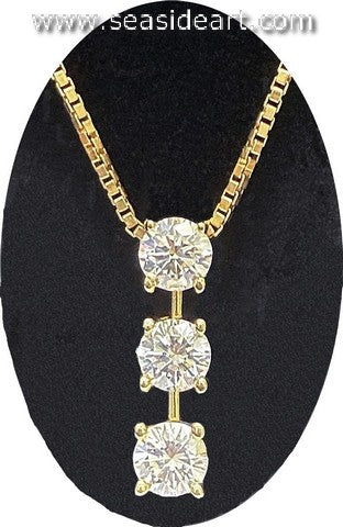 14K Yellow Gold Natural Diamond Pendant with Gold Necklace