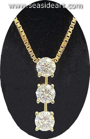 14K Yellow Gold Natural Diamond Pendant with Gold Necklace