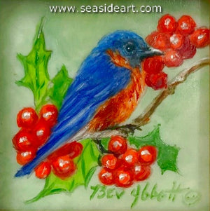 Bluebird on Holly Branch