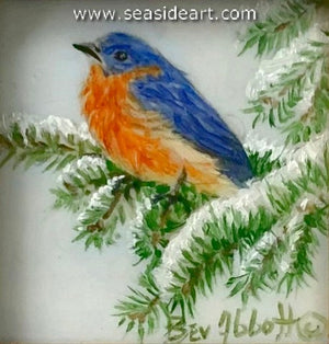 Bluebird on a Snowy Branch