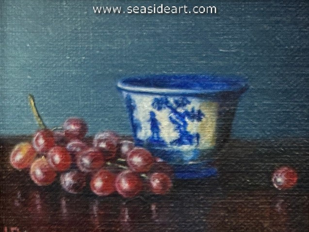 Baczuk-Blue & White Bowl with Grapes