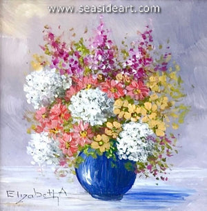Brown-Bouquet in a Blue Vase