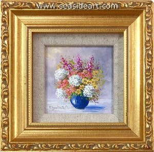 Brown-Bouquet in a Blue Vase