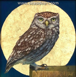 Burrowing Owl and Moon II