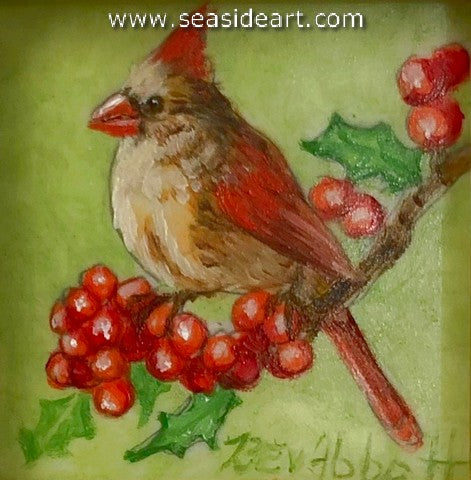 Cardinal with Holly Berries