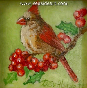 Cardinal with Holly Berries