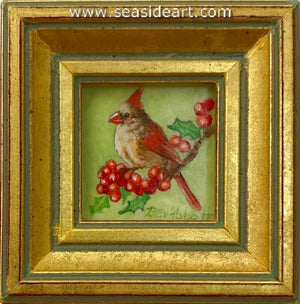 Cardinal with Holly Berries