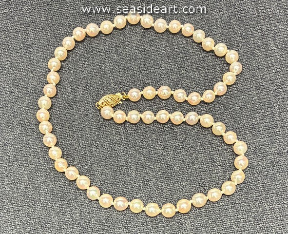 Akoya Pearl Strand Necklace with 14K Yellow Gold Clasp