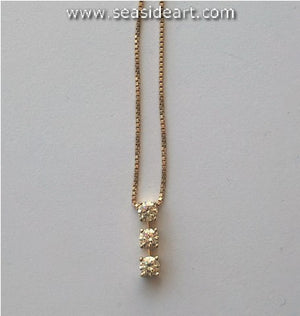 14K Yellow Gold Natural Diamond Pendant with Gold Necklace