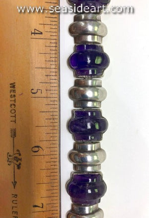 Vintage Mexican Sterling Silver & Amethyst Link Bracelet