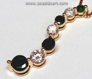 14K Yellow Gold Lady's Natural Diamond & Natural Emerald Necklace