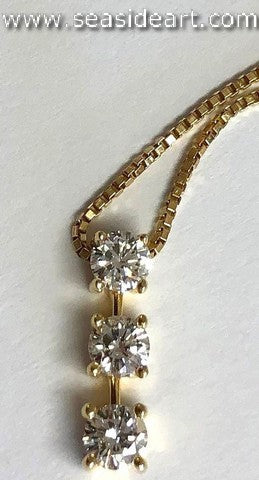 14K Yellow Gold Natural Diamond Pendant with Gold Necklace