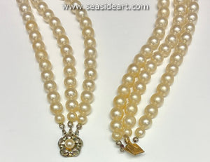 Multi-Strand Faux Pearl & CZ Necklace