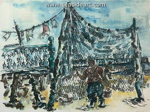 Fisherman Behind His Net  aka Provincetown Fishing Nets