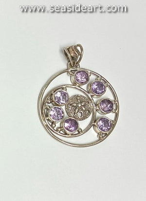 Sterling Silver Pendant with Amethysts