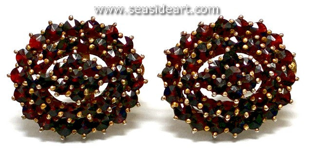 Bohemian Garnet Earrings-Screw Back