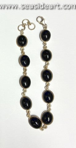 Sterling Silver Bracelet with Obsidian