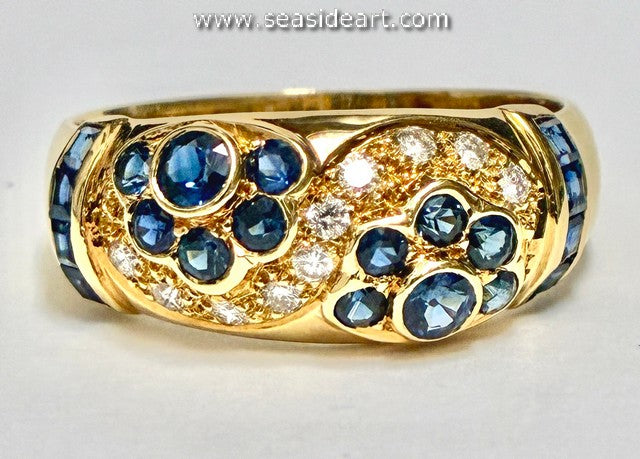 18K Yellow Gold Natural Sapphire & Natural Diamond Ring-LEVIAN