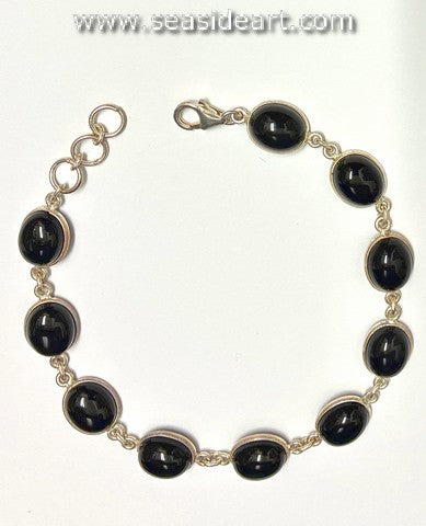 Sterling Silver Bracelet with Obsidian