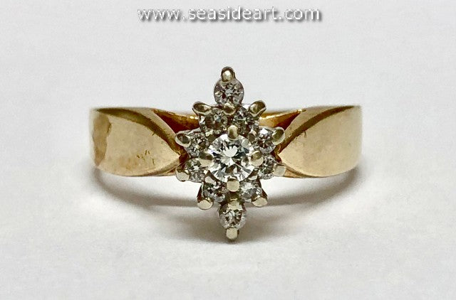 Diamond Illusion Cluster Ring-14K Two-tone Gold
