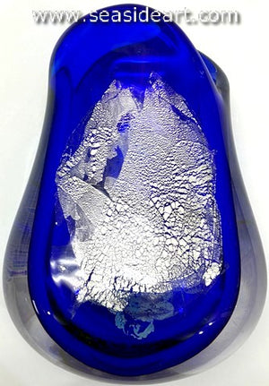 Cobalt Blue Vase with Silver Leaf