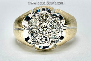 14k Two-tone Gold Diamond Ring-Vintage