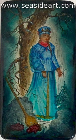 Vintage Black Lacquered Russian Box- "The Snow Maiden"