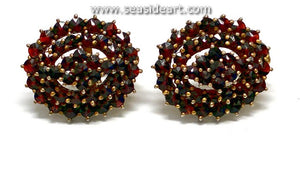 Bohemian Garnet Earrings-Screw Back