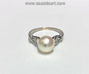 One Mikimoto Cultured Pearl and Natural Diamond Ring
