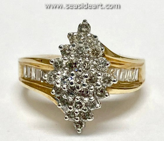 Diamond Illusion Cluster Ring-10K Two-tone Gold