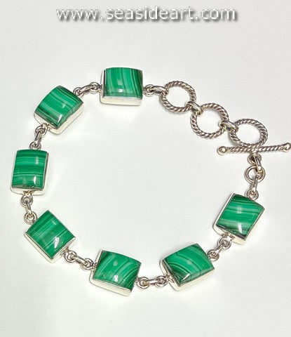 Sterling Silver Bracelet with Malachite