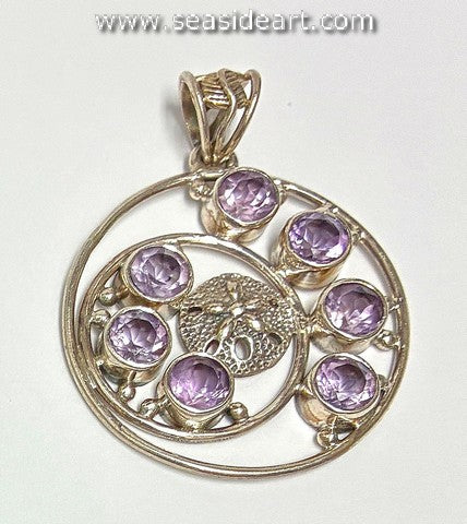 Sterling Silver Pendant with Amethysts
